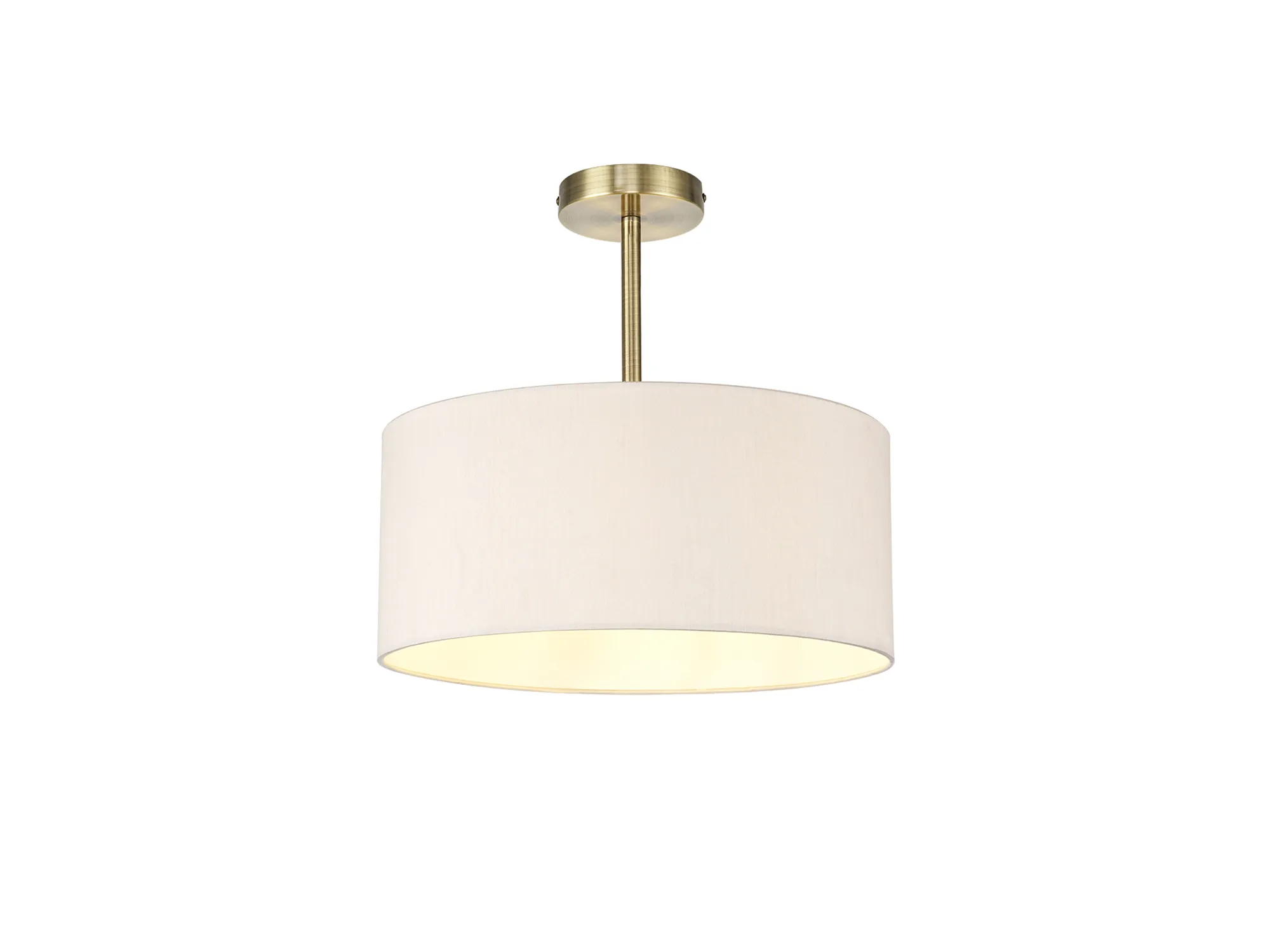 DK0168  Baymont 40cm Semi Flush 1 Light Antique Brass, Nude Beige/Moonlight